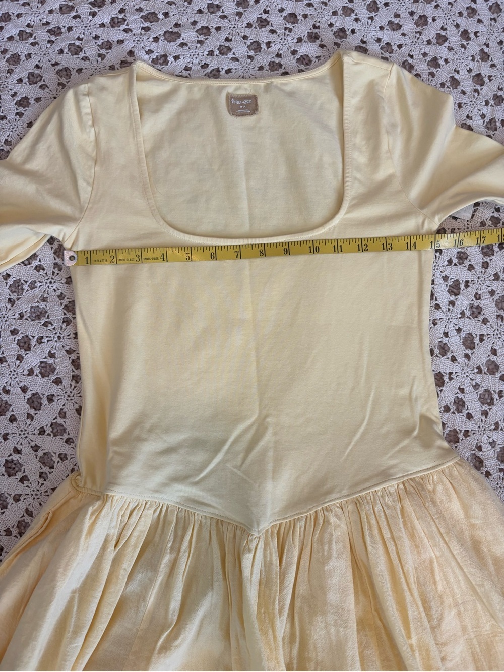 Free People free-est Onda Drop Waist Mini Dress Banana Cream Size Medium NWT - Picture 11 of 12